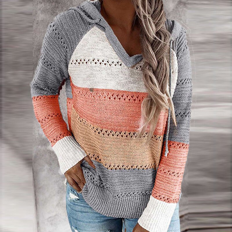 Lydia | Bequemer Patchwork-Pullover mit Kapuze