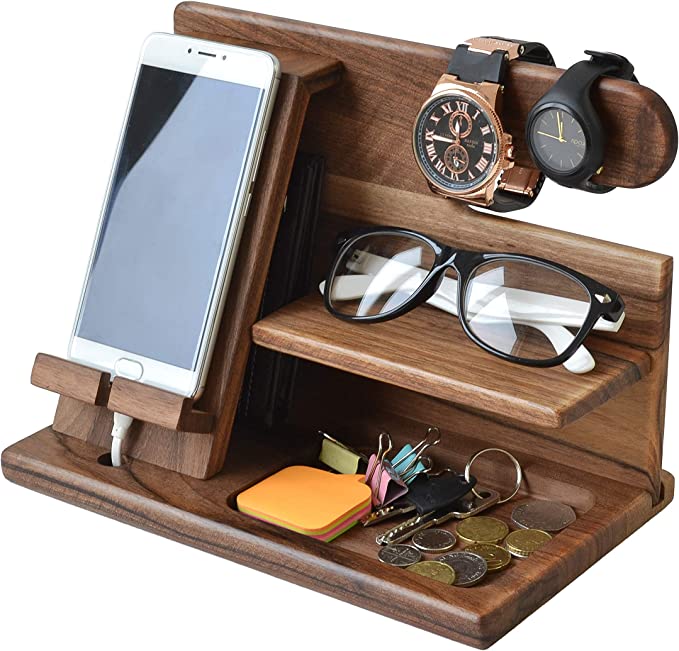 Telefon-Dockingstation aus Holz | Perfekter Organizer für Ihre Gadgets