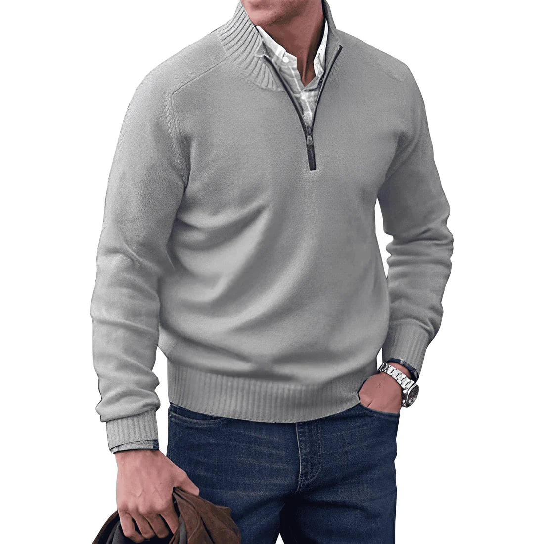 Dewitt Eleganz Pullover | Kaschmirkomfort mit Reißverschluss