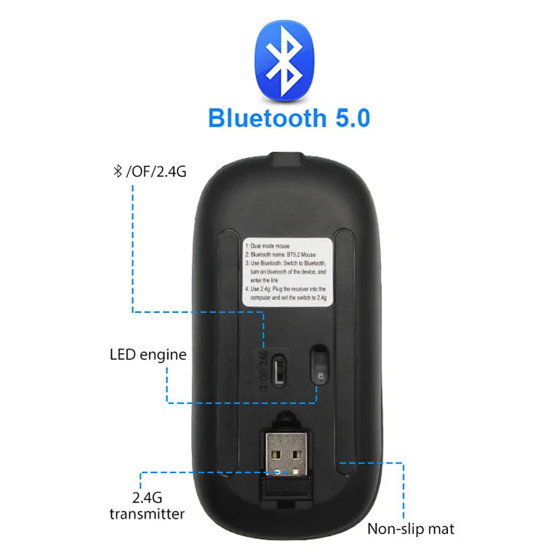 Kabellose LED-Maus | Wiederaufladbare Bluetooth-Maus