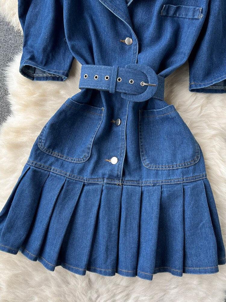 Denim-Kleid mit Gürtel - Fiadora