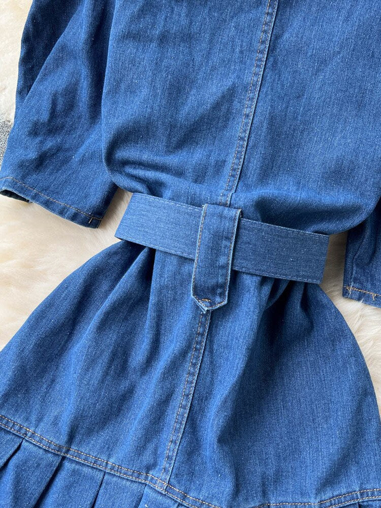 Denim-Kleid mit Gürtel - Fiadora