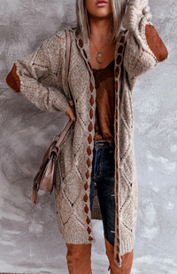 Evelyn | Stylische lange Strickjacke - Bequem mit Kapuze