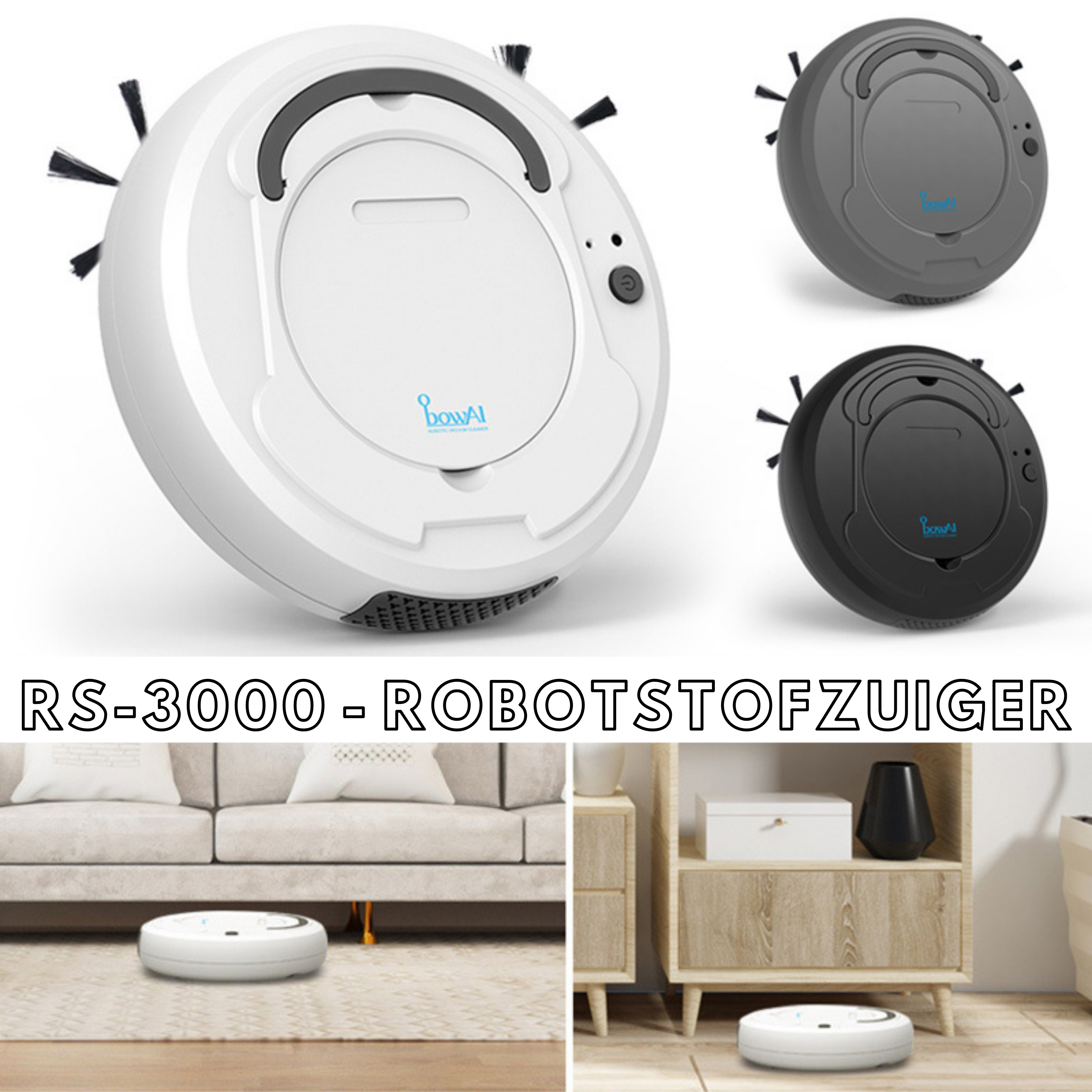 RS-3000 Roboterstaubsauger | 3-in-1-Smart-Automatikstaubsauger für jeden Haushalt