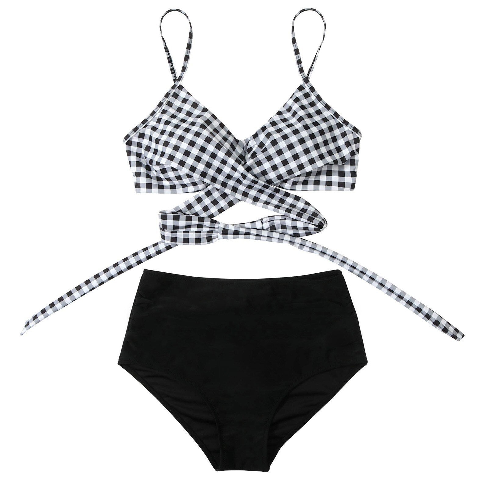 Belle hoch taillierter, farbenfroher Damen-Bikini