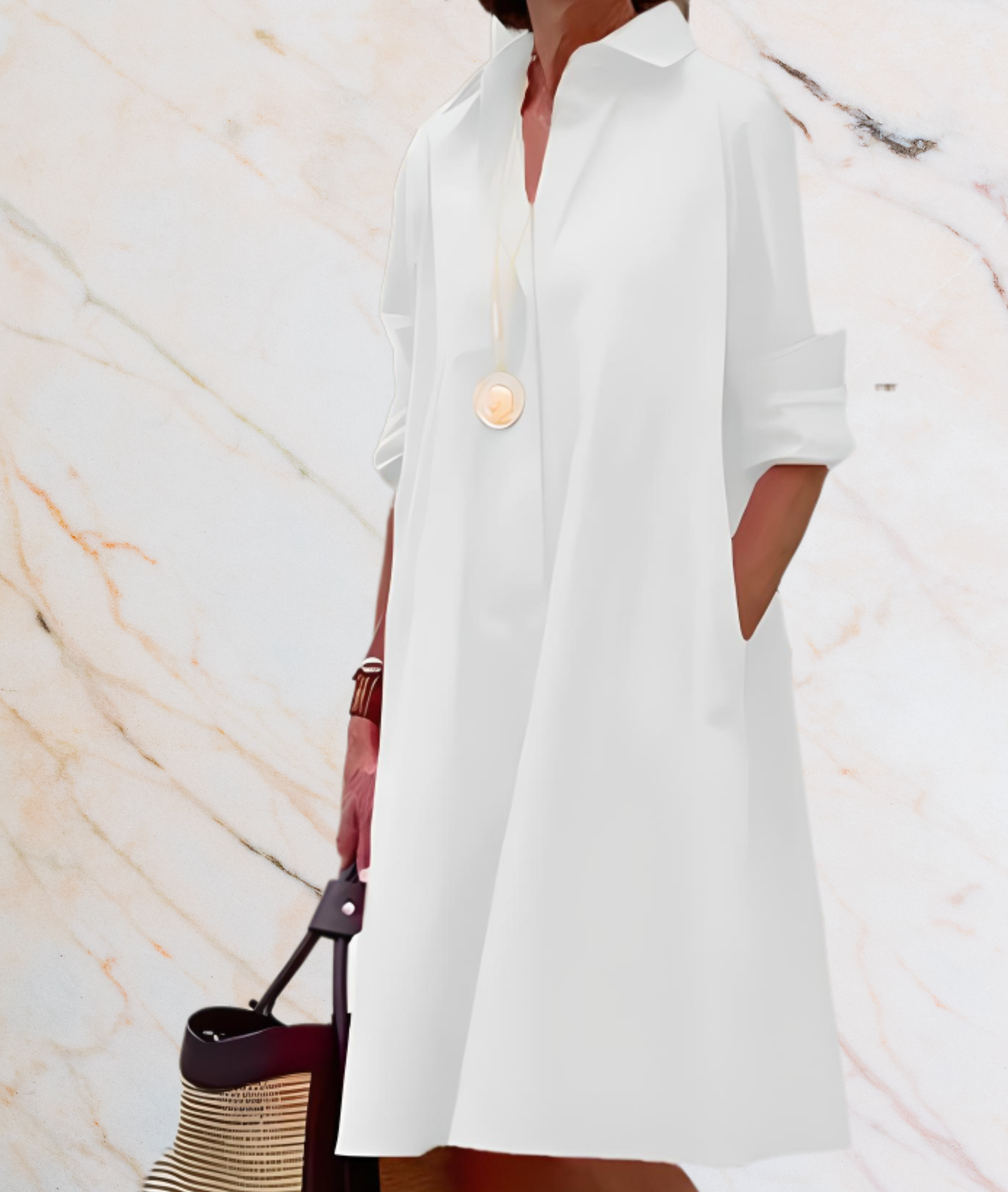 Marideth -  Übergroßes Kleid mit langen Ärmeln und Seitentaschen