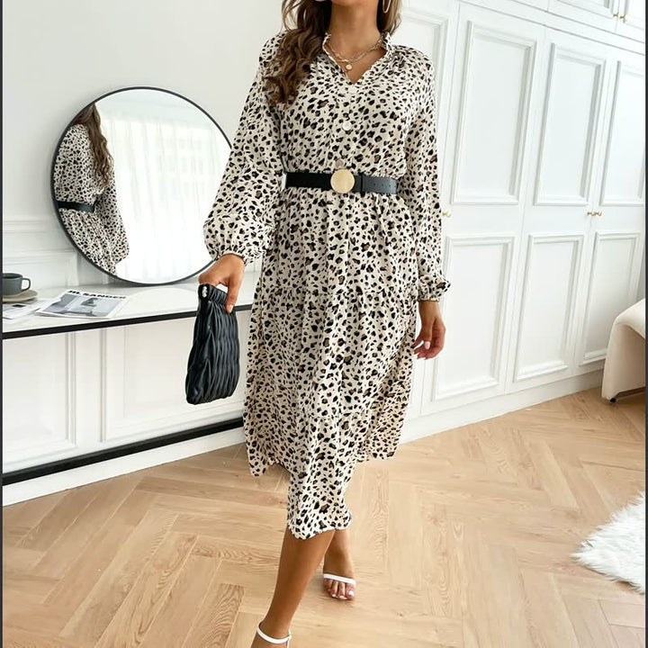 ChiQue | Langärmeliges Kleid mit Leopardenmuster - Fiadora